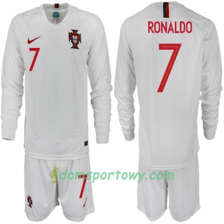 Koszulka Portugalia RONALDO 7 Dziecięcy Wyjazdowe Koszulki Piłkarskie Mistrzostwa Świata 2018 Długi Rękaw